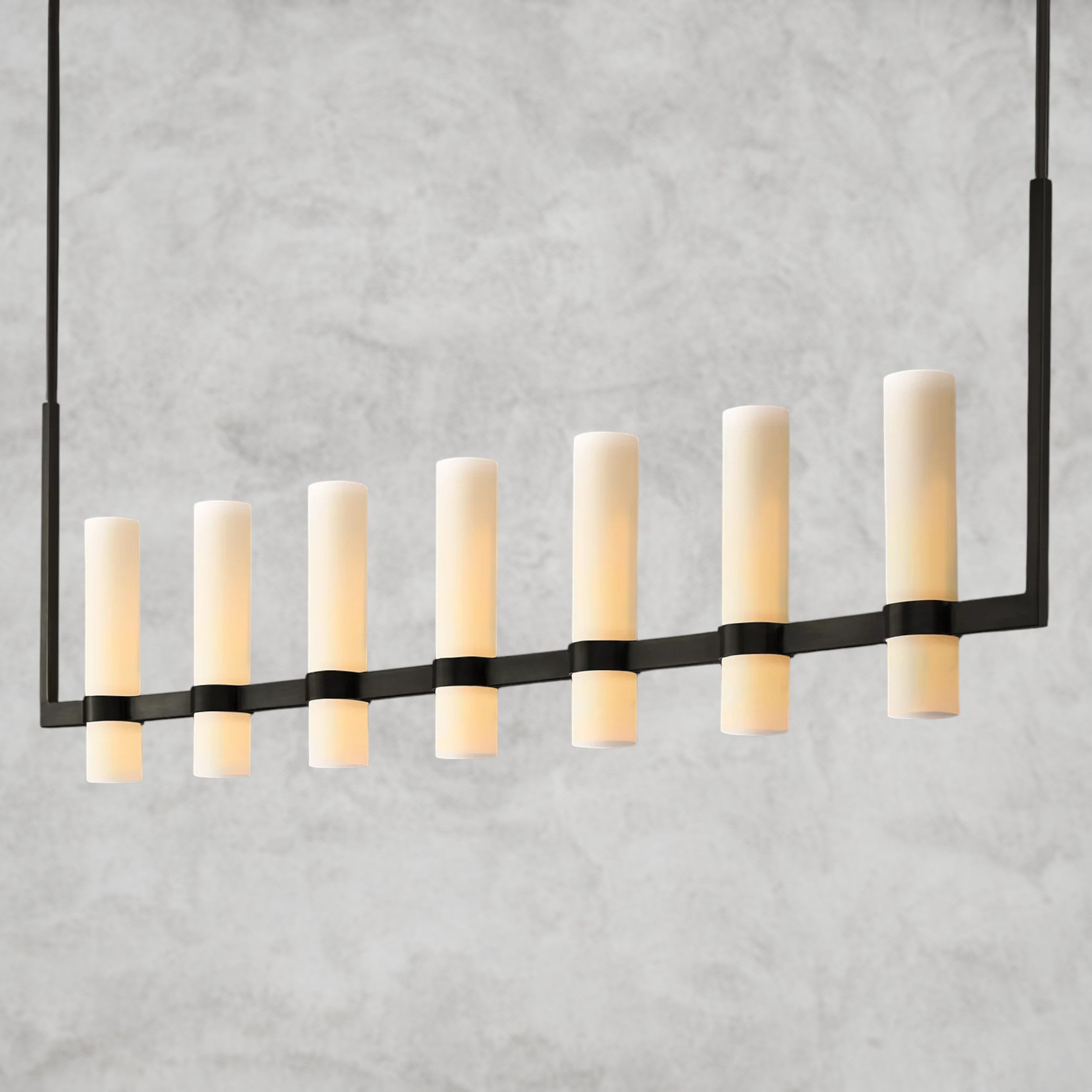 Ravelle Linear Milk Glass Chandelier 59", 71"